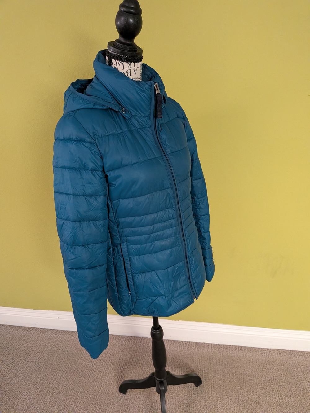 Abercrombie & Fitch Teal Hooded Quilted Puffer Jacket